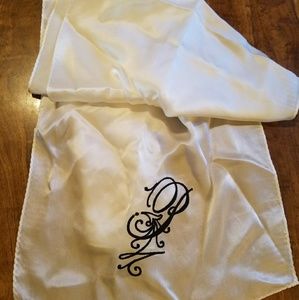 "P" embroidered scarf.